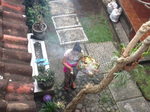 Bali Kuta Indonesia morning offering at the Ning's
