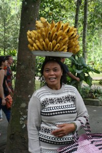 Balinese woman selling bananas 